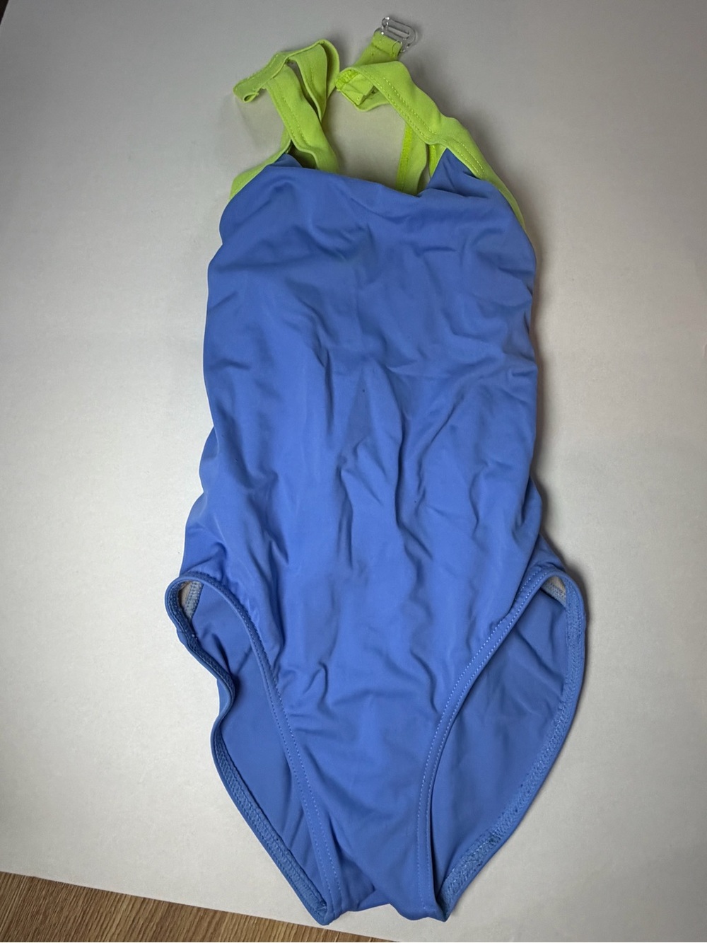 Girls Blue Dance Costume with Lime Straps